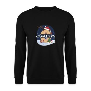Awesome Ortiz Name w Santa Hat in Xmas Theme - Unisex Sweatshirt - black - Front - Alina (178cm) & Michal (187cm)
