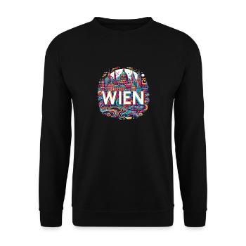 Wien Österreich Wien Souvenir Art - Unisex Pullover - Schwarz - Vorne - Alina (178cm) & Michal (187cm)