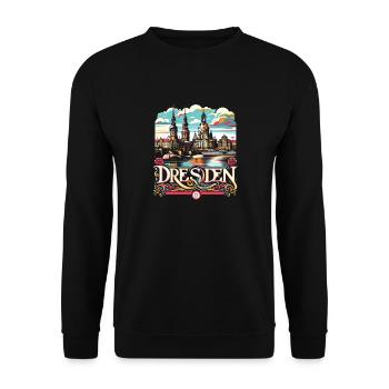 Souvenir de la ville de Dresde, Allemagne - Sweat-shirt Unisexe - noir - Devant - Alina (178cm) & Michal (187cm)