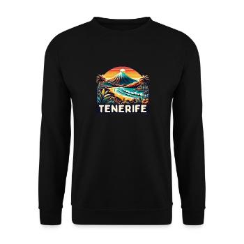 Teneriffa Spanien Vintage Urlaubssouvenir - Unisex Pullover - Schwarz - Vorne - Alina (178cm) & Michal (187cm)