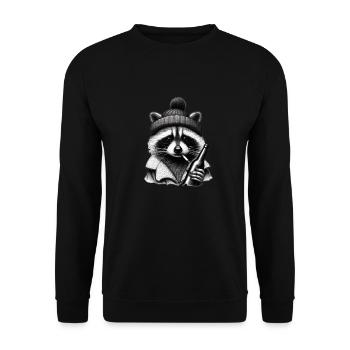 Party Raccoon - Unisex Sweatshirt - black - Front - Alina (178cm) & Michal (187cm)
