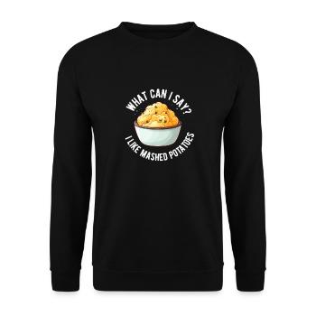 Amateur de purée de pommes de terre Nourriture de pommes de terre au beurre drôle - Sweat-shirt Unisexe - noir - Devant - Alina (178cm) & Michal (187cm)