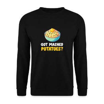 Amateur de purée de pommes de terre Nourriture de pommes de terre au beurre drôle - Sweat-shirt Unisexe - noir - Devant - Alina (178cm) & Michal (187cm)
