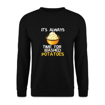 Amateur de purée de pommes de terre Nourriture de pommes de terre au beurre drôle - Sweat-shirt Unisexe - noir - Devant - Alina (178cm) & Michal (187cm)