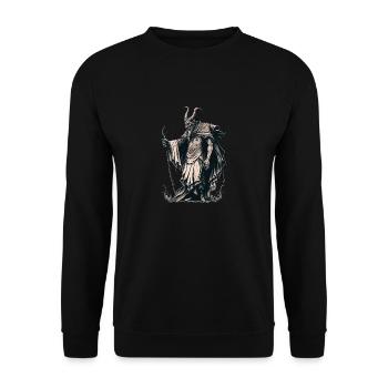 Krampus Ugly Sweater Bad Santa Claus Krampus - Unisex Sweatshirt - black - Front - Alina (178cm) & Michal (187cm)
