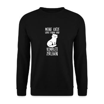 Passiv aggressives Shirt für Katzenhalter Katzen - Unisex Pullover - Schwarz - Vorne - Alina (178cm) & Michal (187cm)