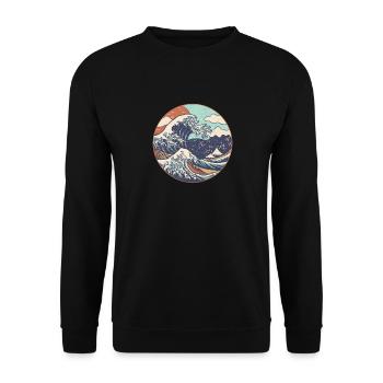 Kanagawa Japanisch Die große Welle - Unisex Pullover - Schwarz - Vorne - Alina (178cm) & Michal (187cm)