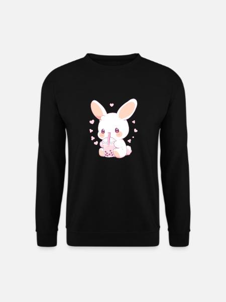 Kawaii Bunny boit Boba Bubble Tea Chibi - Sweat-shirt Unisexe - noir