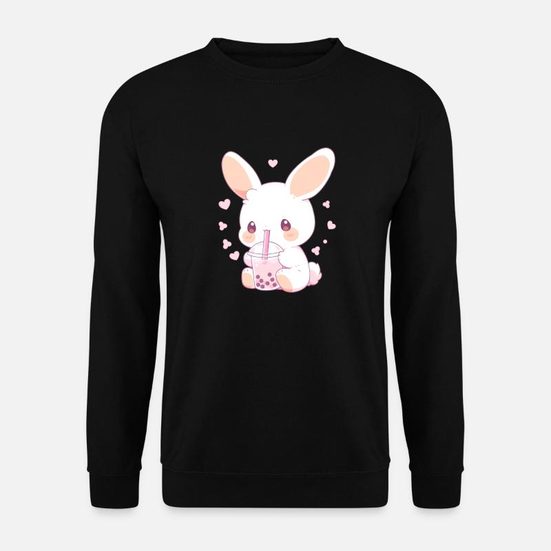 Kawaii Bunny boit Boba Bubble Tea Chibi - Sweat-shirt Unisexe - noir