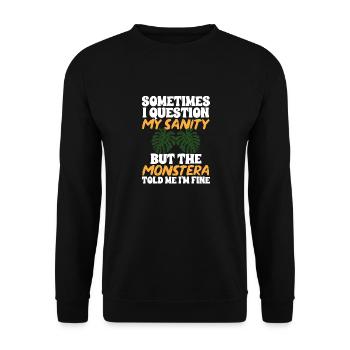 Monstera Deliciosa Albo Plante d’intérieur botanique - Sweat-shirt Unisexe - noir - Devant - Alina (178cm) & Michal (187cm)