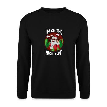 I'm On The Nice List - Funny Christmas Santa - Unisex Sweatshirt - black - Front - Alina (178cm) & Michal (187cm)