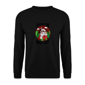 Funny Christmas Santa - I'm On The Nice List - - Unisex Sweatshirt - black - Front - Alina (178cm) & Michal (187cm)