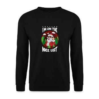 Pretend I'm On The Nice List Funny Rock Christmas - Unisex Sweatshirt - black - Front - Alina (178cm) & Michal (187cm)
