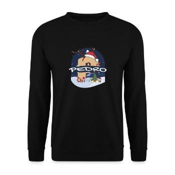 Impressionnant nom de Pedro w chapeau de père Noël dans le thème de Noël - Sweat-shirt Unisexe - noir - Devant - Alina (178cm) & Michal (187cm)