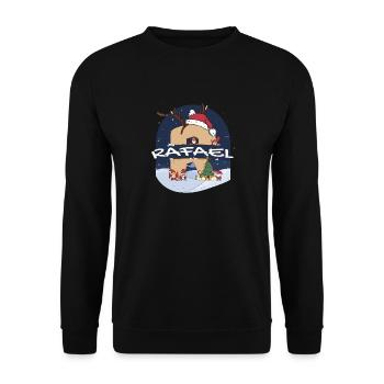 Impressionnant nom de Rafael w chapeau de père Noël dans le thème de Noël - Sweat-shirt Unisexe - noir - Devant - Alina (178cm) & Michal (187cm)