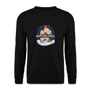 Impressionnant nom de Raquel w chapeau de père Noël dans le thème de Noël - Sweat-shirt Unisexe - noir - Devant - Alina (178cm) & Michal (187cm)