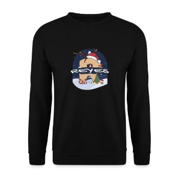 Awesome Reyes Name mit Weihnachtsmütze im Weihnachtsthema - Unisex Pullover - Schwarz - Vorne - Alina (178cm) & Michal (187cm)