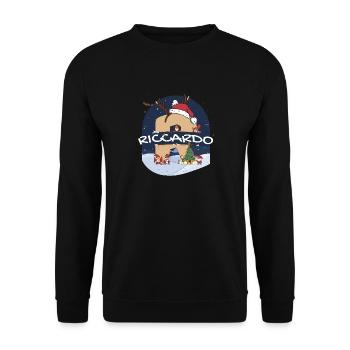 Génial nom de Riccardo w chapeau de père Noël dans le thème de Noël - Sweat-shirt Unisexe - noir - Devant - Alina (178cm) & Michal (187cm)