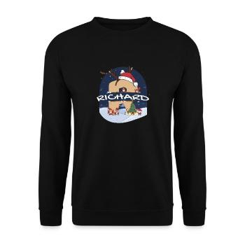 Génial Richard nom w chapeau de père Noël dans le thème de Noël - Sweat-shirt Unisexe - noir - Devant - Alina (178cm) & Michal (187cm)