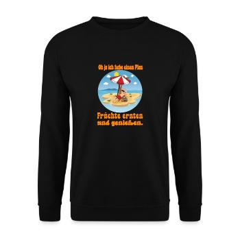 Rente, die gewünschte Entspannung. - Unisex Pullover - Schwarz - Vorne - Alina (178cm) & Michal (187cm)