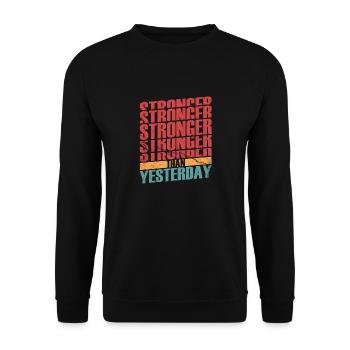 Stronger Than Yesterday Weight Lifting Workout Tra - Unisex Pullover - Schwarz - Vorne - Alina (178cm) & Michal (187cm)