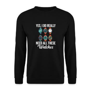 Watch Collector Horologist Collecting Watches - Unisex Sweatshirt - black - Front - Alina (178cm) & Michal (187cm)