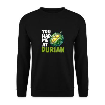Durian Fruit Lover Funny Durio Zibethinus Men - Unisex Sweatshirt - black - Front - Alina (178cm) & Michal (187cm)