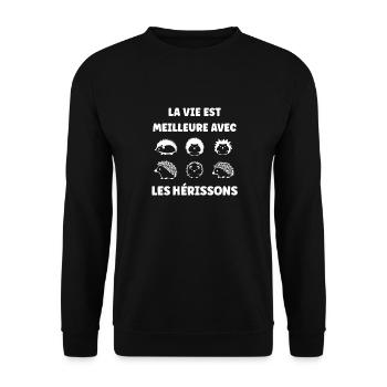 Hérisson - Sweat-shirt Unisexe - noir - Devant - Alina (178cm) & Michal (187cm)