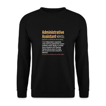 Secrétaire, Adjointe administrative, Commis de bureau - Sweat-shirt Unisexe - noir - Devant - Alina (178cm) & Michal (187cm)