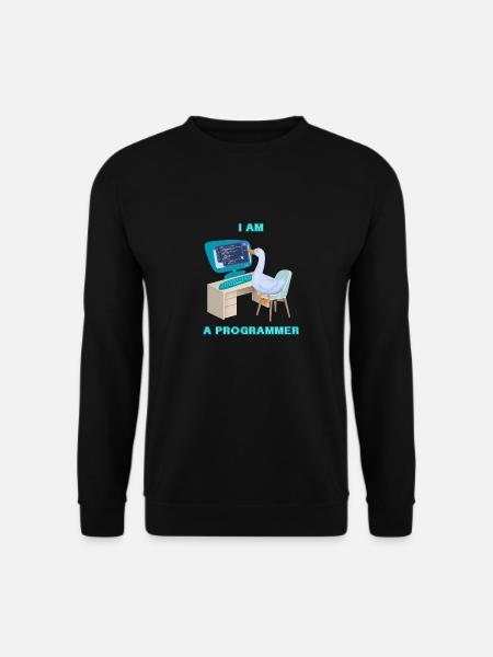 A Programmer Duck, a Fun Design for Programmers - Unisex Sweatshirt - black