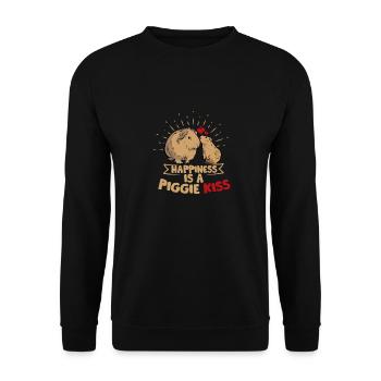 Happiness is a Piggie Kiss Rodent Guniea Pig Cavy - Unisex Sweatshirt - black - Front - Alina (178cm) & Michal (187cm)