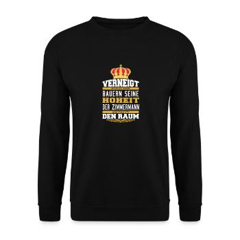 Witziges Zimmermann T-shirt Geschenk Zimmermann - Unisex Pullover - Schwarz - Vorne - Alina (178cm) & Michal (187cm)