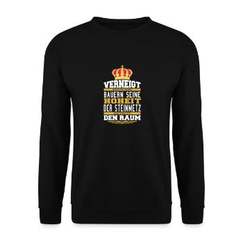 Witziges Steinmetz T-shirt Geschenk Steinmetze - Unisex Pullover - Schwarz - Vorne - Alina (178cm) & Michal (187cm)