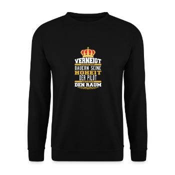 Witziges Pilot T-shirt Geschenk Hobby Piloten - Unisex Pullover - Schwarz - Vorne - Alina (178cm) & Michal (187cm)