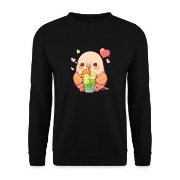 Inséparable kawaii boit Boba Bubble Tea Chibi - Sweat-shirt Unisexe - noir - Devant - Alina (178cm) & Michal (187cm)