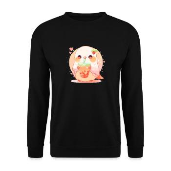 Inséparable kawaii boit Boba Bubble Tea Chibi - Sweat-shirt Unisexe - noir - Devant - Alina (178cm) & Michal (187cm)