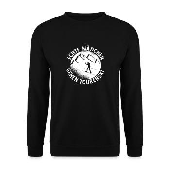 Echt Mädchen Gehe Tourenski Geschenk Skitour Tour - Unisex Pullover - Schwarz - Vorne - Alina (178cm) & Michal (187cm)