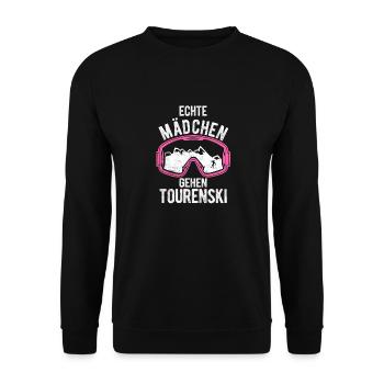 Echt Mädchen Gehe Tourenski Geschenk Skitour Tour - Unisex Pullover - Schwarz - Vorne - Alina (178cm) & Michal (187cm)