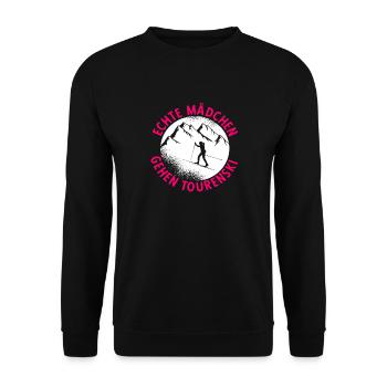Echt Mädchen Gehe Tourenski Geschenk Skitour Tour - Unisex Pullover - Schwarz - Vorne - Alina (178cm) & Michal (187cm)
