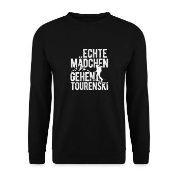 Echt Mädchen Gehe Tourenski Geschenk Skitour Tour - Unisex Pullover - Schwarz - Vorne - Alina (178cm) & Michal (187cm)