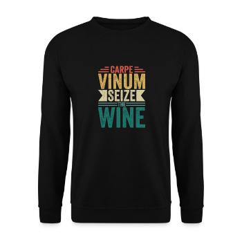 Carpe Vinum Seize The Wine Vintner Winery - Unisex Sweatshirt - black - Front - Alina (178cm) & Michal (187cm)
