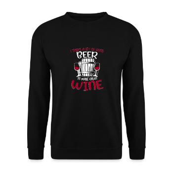 I Takes A Lot Of Good Beer To Make Great Wine Wine - Unisex Sweatshirt - black - Front - Alina (178cm) & Michal (187cm)