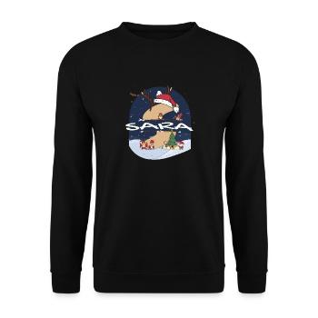 Awesome Sara Name mit Weihnachtsmütze im Weihnachtsthema - Unisex Pullover - Schwarz - Vorne - Alina (178cm) & Michal (187cm)