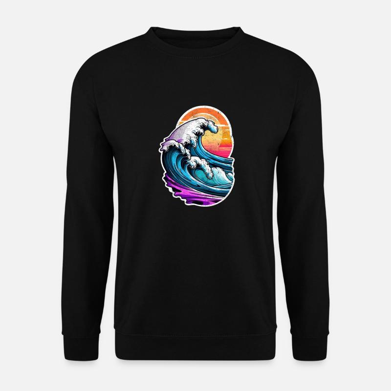 Welle - Sommer - Urlaub - Jahrgang - Unisex Pullover - Schwarz