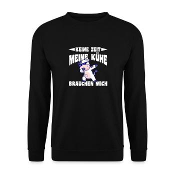 Kuh Bauernhof Kuhbauer Landwirt Rind Kühe - Unisex Pullover - Schwarz - Vorne - Alina (178cm) & Michal (187cm)