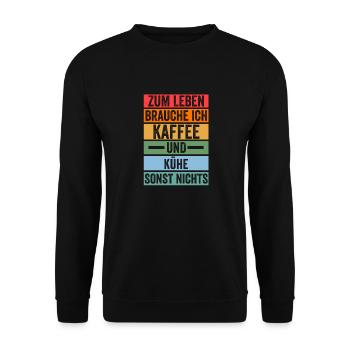Kaffee Kuh Bauernhof Kuhbauer Landwirt Rind Kühe - Unisex Pullover - Schwarz - Vorne - Alina (178cm) & Michal (187cm)