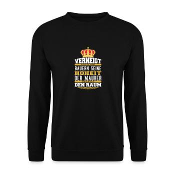 Witziges Maurer T-shirt Geschenk Hobby Handwerker - Unisex Pullover - Schwarz - Vorne - Alina (178cm) & Michal (187cm)
