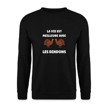 dindons - Sweat-shirt Unisexe - noir - Devant - Alina (178cm) & Michal (187cm)