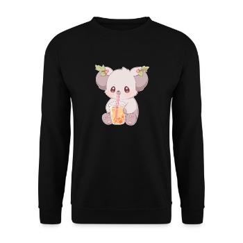 Kawaii Koala trinkt Boba Bubble Tea Chibi - Unisex Pullover - Schwarz - Vorne - Alina (178cm) & Michal (187cm)