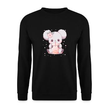 Kawaii Koala trinkt Boba Bubble Tea Chibi - Unisex Pullover - Schwarz - Vorne - Alina (178cm) & Michal (187cm)